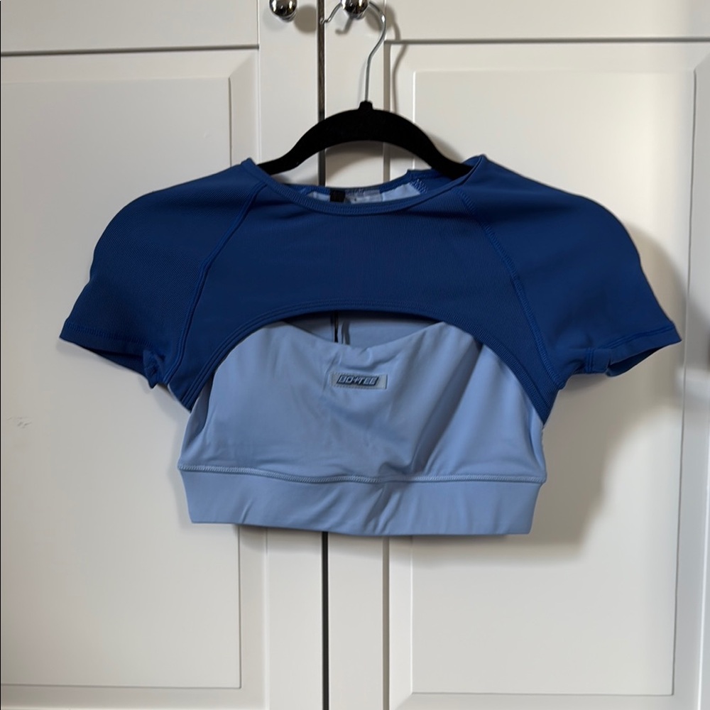 Blue Crop Top with Cut Out Details